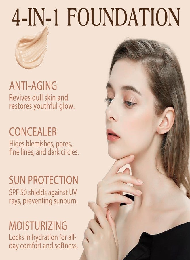 O.SECERT فاونديشن 4 في 1 - طيف متوسط مع SPF 50+، مضاد للشيخوخة، خافي عيوب، حماية من الشمس، فاونديشن سائل متغير اللون مرطب - يدوم طويلاً ومقاوم للماء للرياضة، الرقص (صالة الألعاب الرياضية، 30 مل) - Image 4