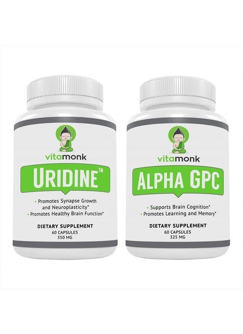 Alpha GPC and Uridine Stack - Mr Happy Stack - Uridine Monophosphate with No Artificial Fillers - Bioavailable Choline Supplements Promote Cognition, Focus, Mental Clarity and Dopamine Receptor Health