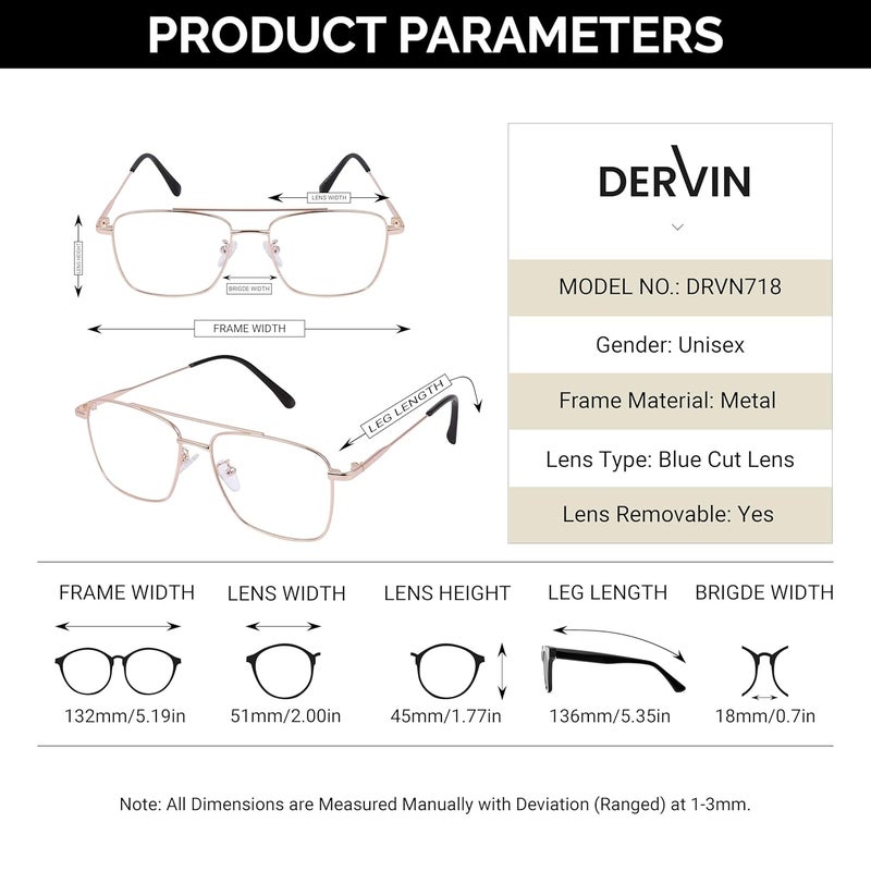 Dervin Blue Light Blocking Blue Cut Zero Power anti-glare Retro Square Eyeglasses, Frame for Eye Protection from UV by Computer/Tablet/Laptop/Mobile - Image 5