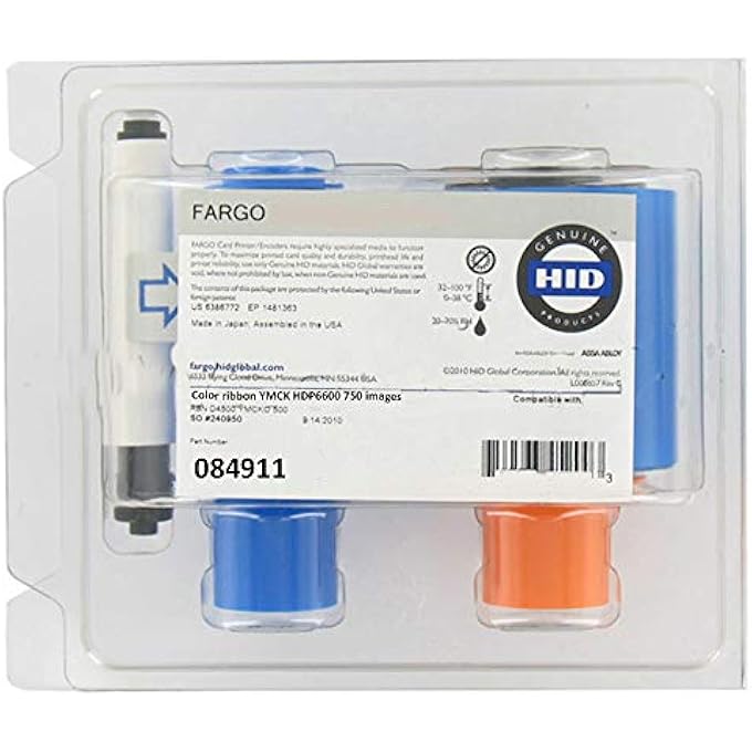 FARGO GENUINE YMCK COLOR RIBBON FOR HDP6600 PRINTER, 750 MAGES/ROLL 84911 - Image 1
