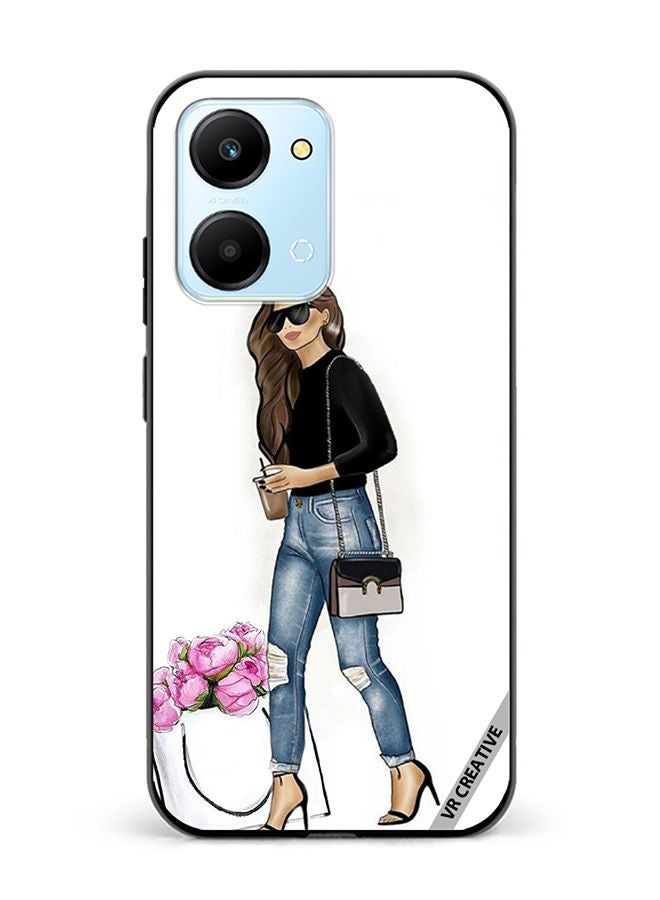 VR CREATIVE Protective Case Cover For Honor Play7T Stylish walking Girl Design Multicolour - Image 1
