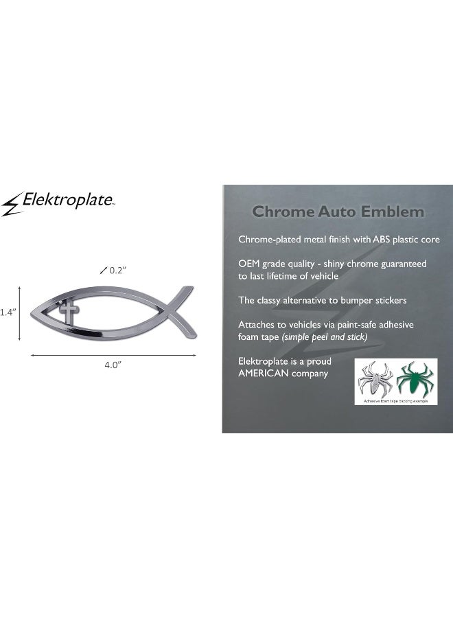 Elektroplate Christian Cross Fish Chrome Auto Emblem - Image 3