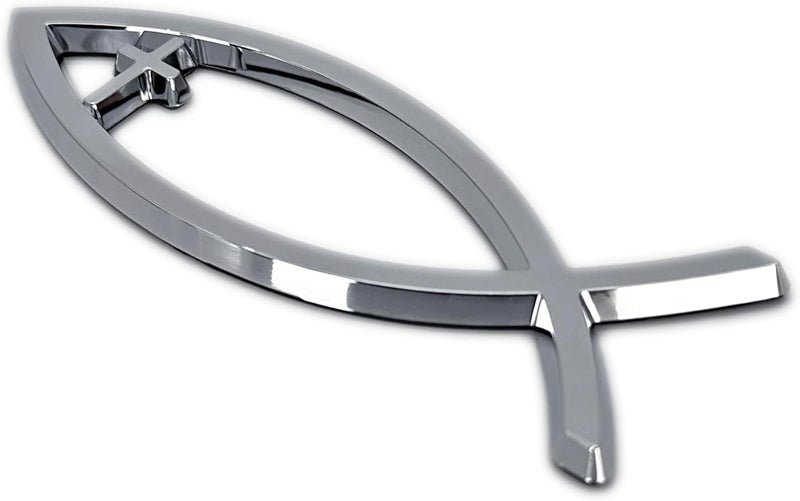 Elektroplate Christian Cross Fish Chrome Auto Emblem - Image 4