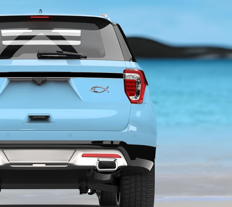 Elektroplate Christian Cross Fish Chrome Auto Emblem - Image 2