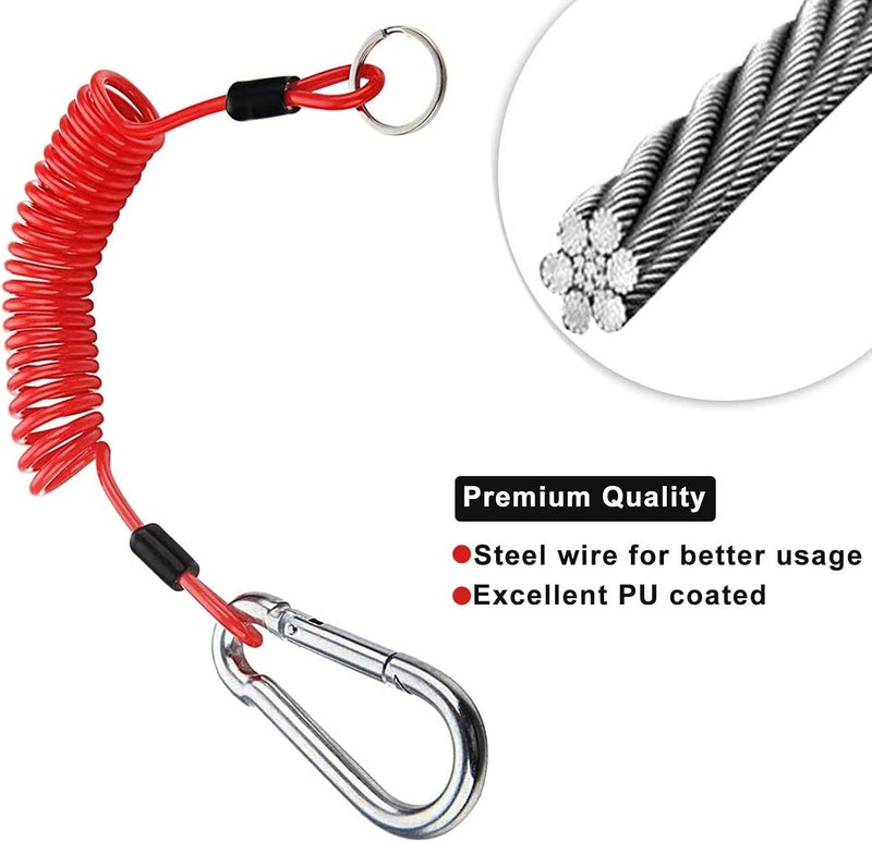 FizLig 6ft Breakaway Trailer Cable 4 Pack - Coiled Spring Wire, Emergency Brake Safety Cable for RV Camper 5th Wheel Trailer Towing Accessories - Image 3