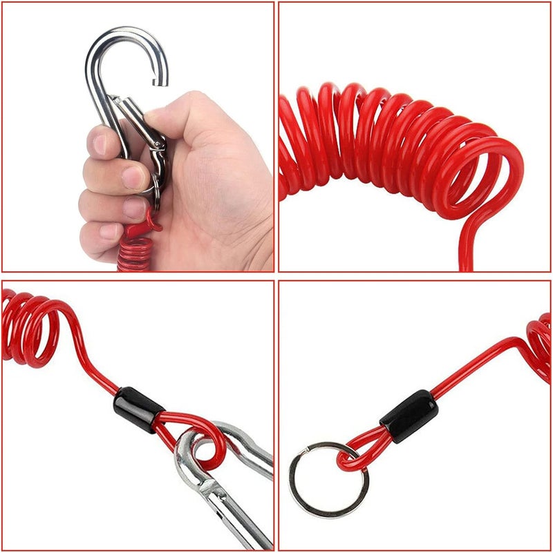 FizLig 6ft Breakaway Trailer Cable 4 Pack - Coiled Spring Wire, Emergency Brake Safety Cable for RV Camper 5th Wheel Trailer Towing Accessories - Image 2
