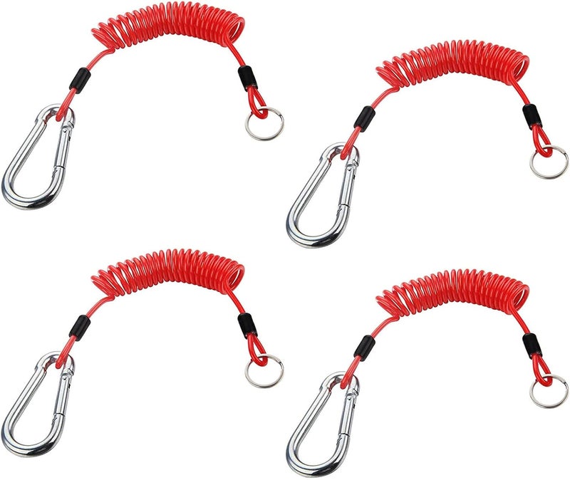 FizLig 6ft Breakaway Trailer Cable 4 Pack - Coiled Spring Wire, Emergency Brake Safety Cable for RV Camper 5th Wheel Trailer Towing Accessories - Image 1