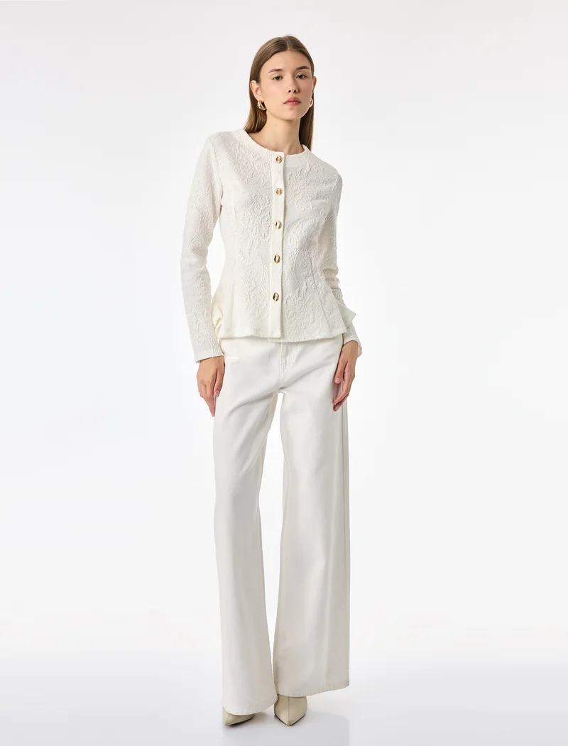 كوتون Floral Textured Cardigan