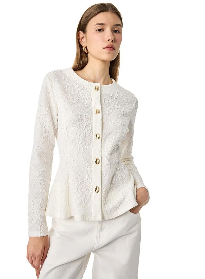 Koton Floral Textured Cardigan