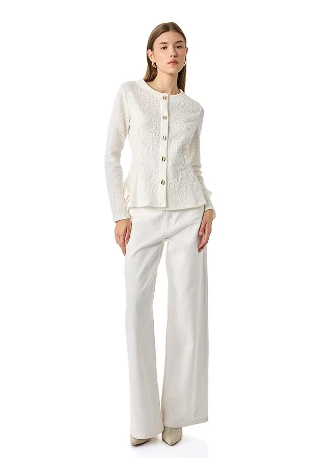 Koton Floral Textured Cardigan