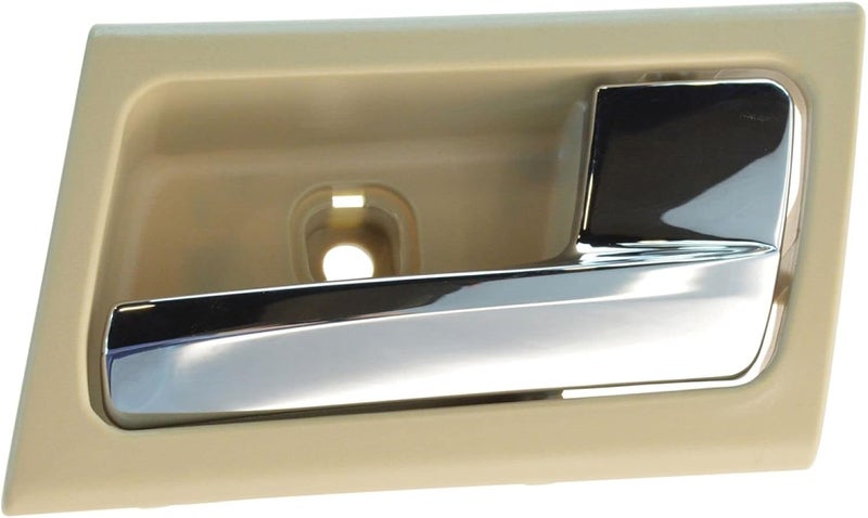 TRQ Right Interior Door Handle Chrome & Camel Tan Passenger Side Compatible with 2006-2011 Ford Crown Victoria Mercury Grand Marquis - Image 1