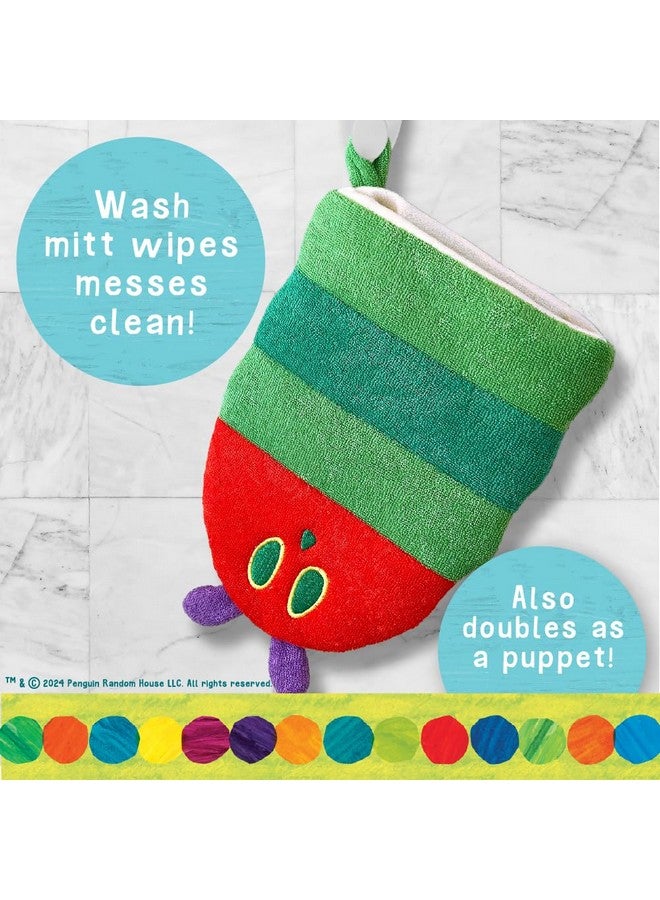 Kids Preferred Eric Carle Very Hungry Caterpillar Wash Mitt and Squirt Set and Baby Bath Time Essential - Fully Lined Adult Size Mitt with Loop to Hang Dry - Image 1
