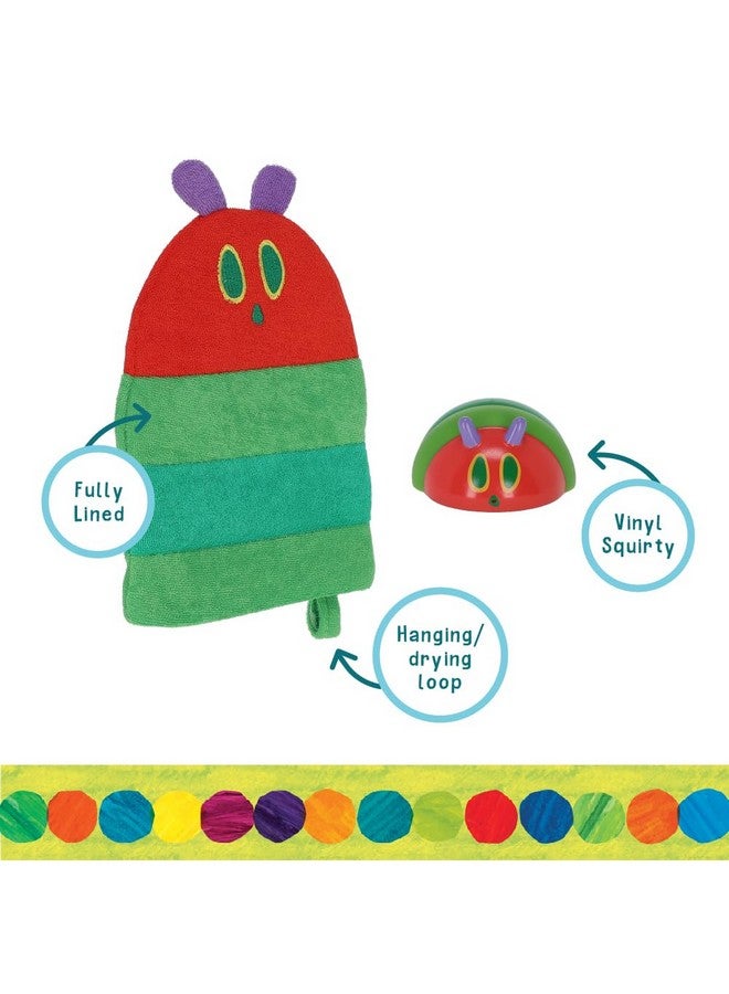 Kids Preferred Eric Carle Very Hungry Caterpillar Wash Mitt and Squirt Set and Baby Bath Time Essential - Fully Lined Adult Size Mitt with Loop to Hang Dry - Image 2