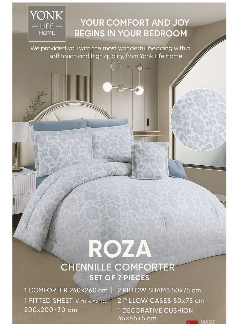 يونك طقم نوم متكامل 7 قطع – لحاف شانيل بخامة ميكروفايبر ناعمة وأنيقة - Image 1