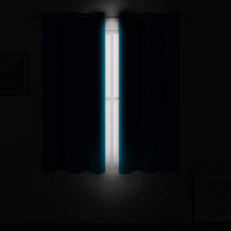 LEMOMO Teal Thermal Blackout Curtains/38 x 63 Inch/Set of 2 Panels Room Darkening Curtains for Bedroom - Image 3