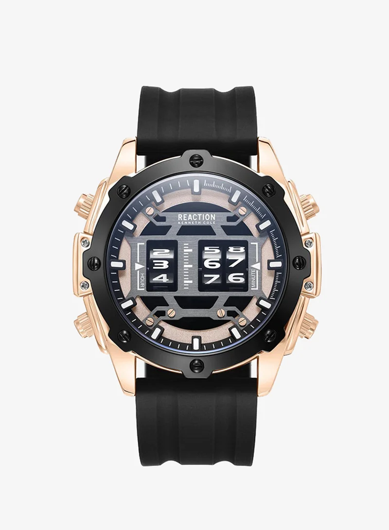 Kenneth Cole Reaction Analogue Gents Watch With Black Silicon Strap 43.5mm - KRWGQ9006901