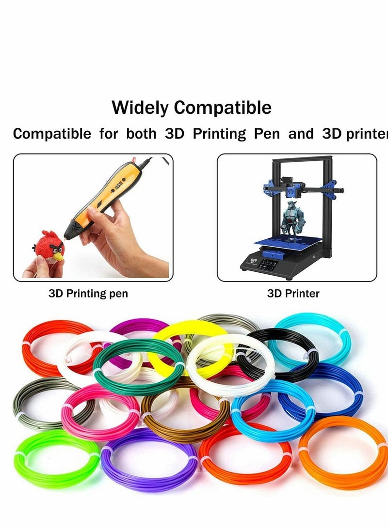 Excefore - 3D Pen Filament Refills, 3D Filament PLA 1.75mm, No Smells Filament for Most Intelligent 3D Pen and 3D Printer Eco-Friendly Materials, 20 Colors Each Color 5M - Image 1