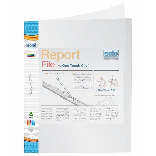 Solo A4 Report File- Pack of 10, Super Line Transparent Document File & Folder Organizer for Office, Presentation Display Plastic File for Certificates, Portfolio, Papers & Projects (White) - Image 1