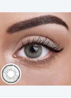Unibling QR Code Grey Yearly Colored Contact Lenses, Unisex Cosmetic Contact Lenses, Enlargement Collection, Light Grey, With Case  - Image 1