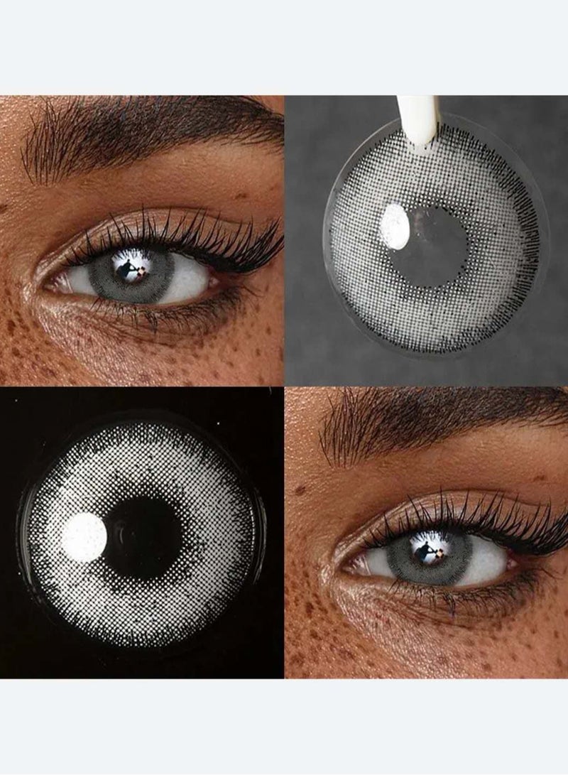 Unibling QR Code Grey Yearly Colored Contact Lenses, Unisex Cosmetic Contact Lenses, Enlargement Collection, Light Grey, With Case - Image 4