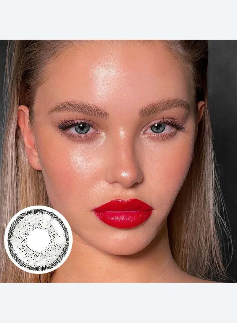 Unibling QR Code Grey Yearly Colored Contact Lenses, Unisex Cosmetic Contact Lenses, Enlargement Collection, Light Grey, With Case - Image 2