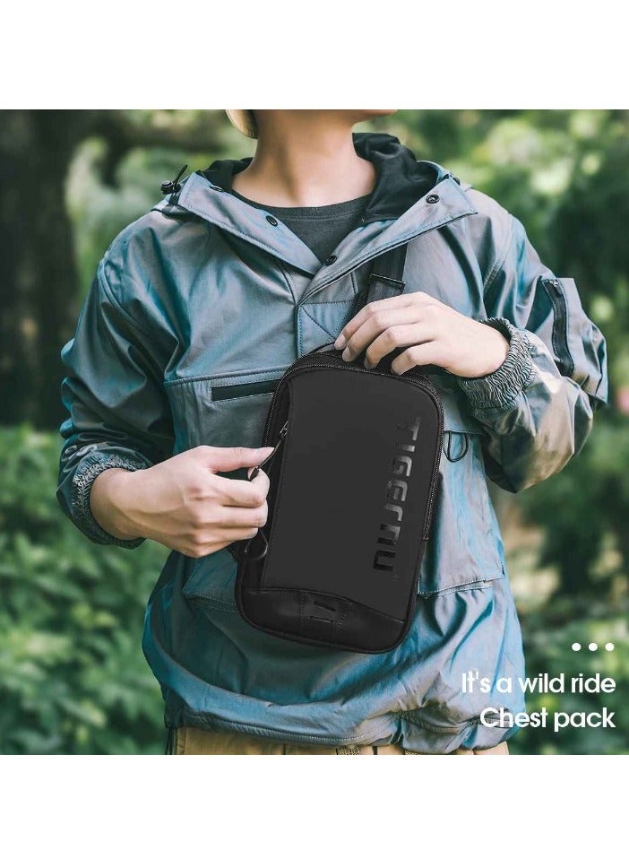 Tigernu Chest Bag For Men, Lightweight And Durable Men Shoulder Bag, Waterproof Mens Tactical Sling Bag, Utility Crossbody Chest Bag For Cycling Hiking Camping, (1pc, Black) - Image 3