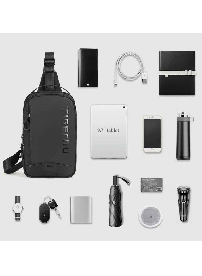 Tigernu Chest Bag For Men, Lightweight And Durable Men Shoulder Bag, Waterproof Mens Tactical Sling Bag, Utility Crossbody Chest Bag For Cycling Hiking Camping, (1pc, Black) - Image 4