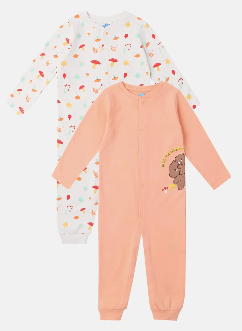 Nautinati Nautinati Infants Premium Cotton Graphic Printed Pack of 2 Sleepsuits