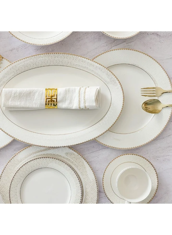 دانوب هوم Danube Home Motif 32-Piece New Bone China Dinner Set - Serves 6 | Elegant Tableware, Premium Dinnerware, Modern Dining Set | Ideal for Entertaining & Everyday Use