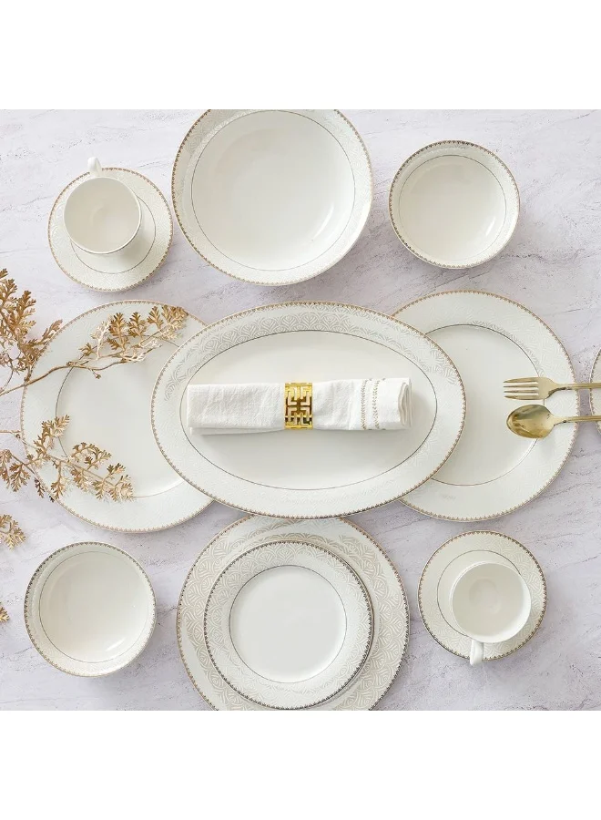 دانوب هوم Danube Home Motif 32-Piece New Bone China Dinner Set - Serves 6 | Elegant Tableware, Premium Dinnerware, Modern Dining Set | Ideal for Entertaining & Everyday Use