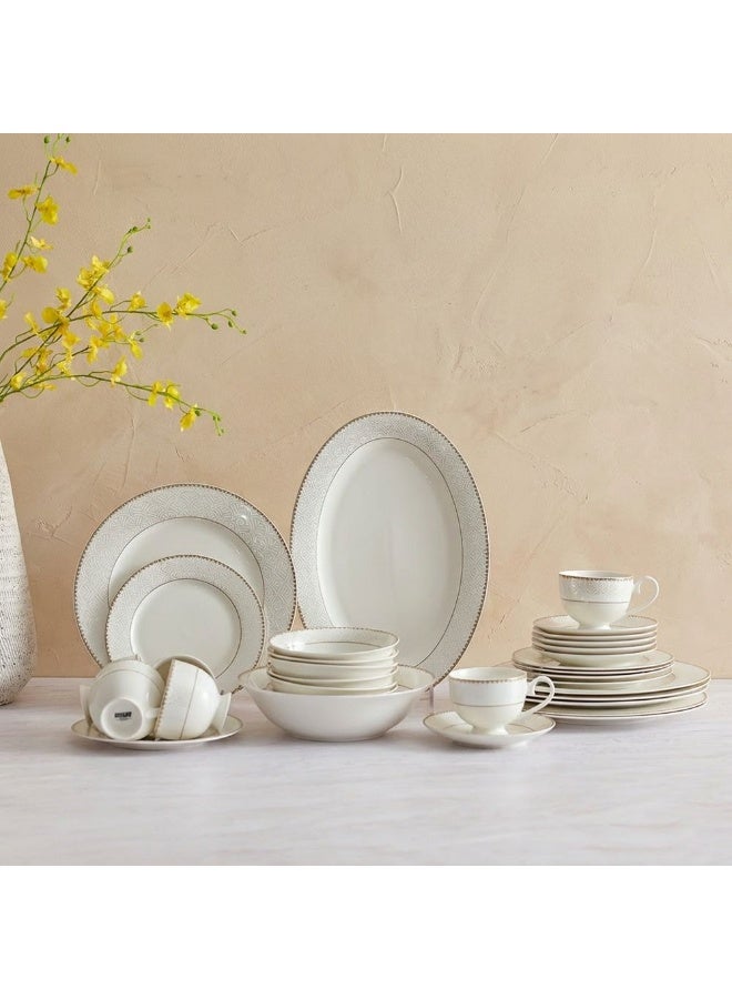 Danube Home Motif 32-Piece New Bone China Dinner Set - Serves 6 | Elegant Tableware, Premium Dinnerware, Modern Dining Set | Ideal for Entertaining & Everyday Use - Image 5