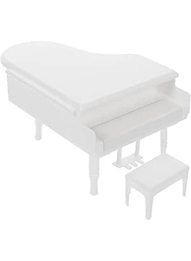Miniature White Grand Piano And Chair Dollhouse Furniture Decoration Photo Prop - Image 1