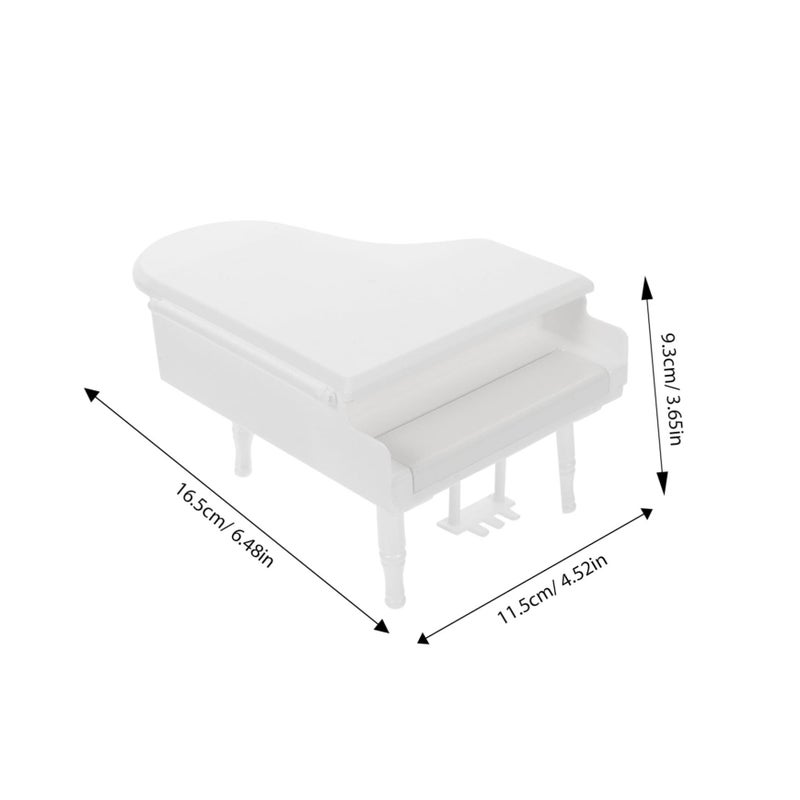 Miniature White Grand Piano And Chair Dollhouse Furniture Decoration Photo Prop - Image 3