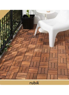 Rubik Acacia Wood Floor Decking and Patio Interlocking Tile Flooring Pavers Composite Decking For Indoor and Outdoor - Pack of 9 Tiles  - Image 5