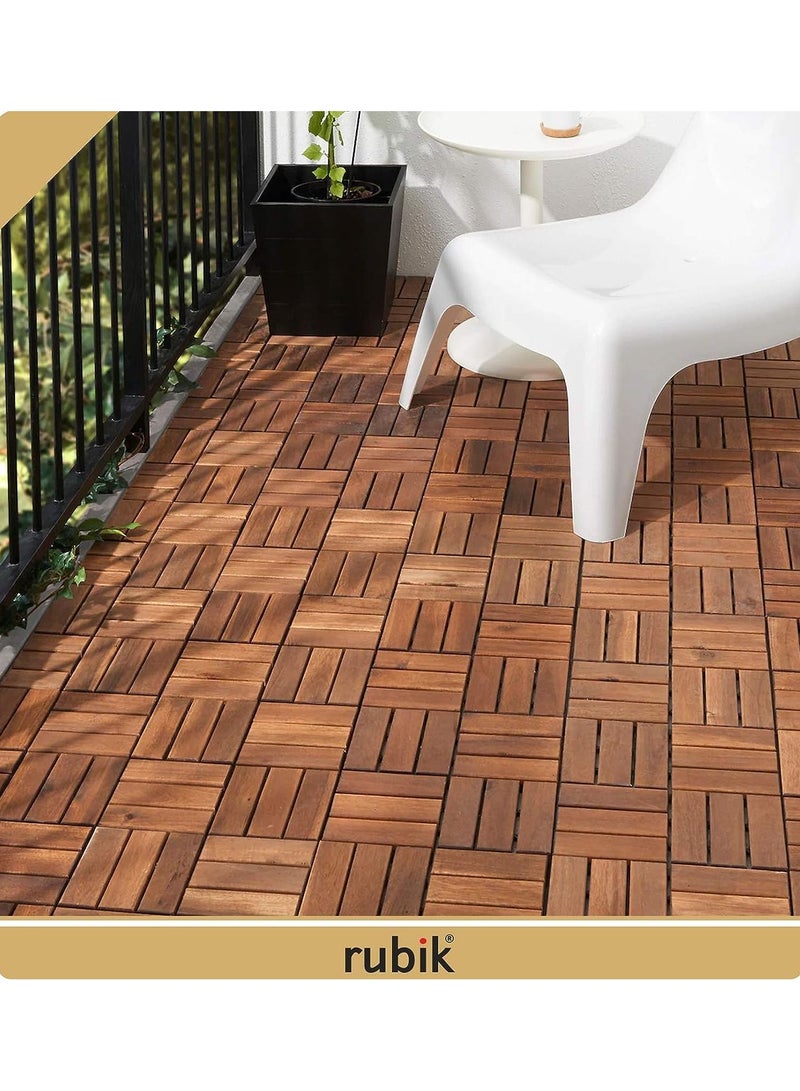 Rubik Acacia Wood Floor Decking and Patio Interlocking Tile Flooring Pavers Composite Decking For Indoor and Outdoor - Pack of 9 Tiles  - Image 5