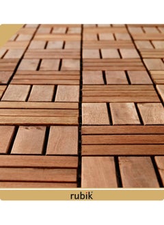 Rubik Acacia Wood Floor Decking and Patio Interlocking Tile Flooring Pavers Composite Decking For Indoor and Outdoor - Pack of 9 Tiles  - Image 4