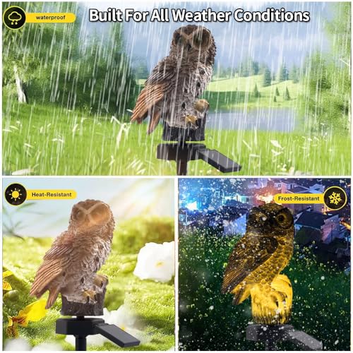 YZYOE LED Solar Grey Owl Light Outdoor Cute Animal Courtyard Warm Light Decorative Light Infinite Dusk to Dawn Garden Light Waterproof - Image 3