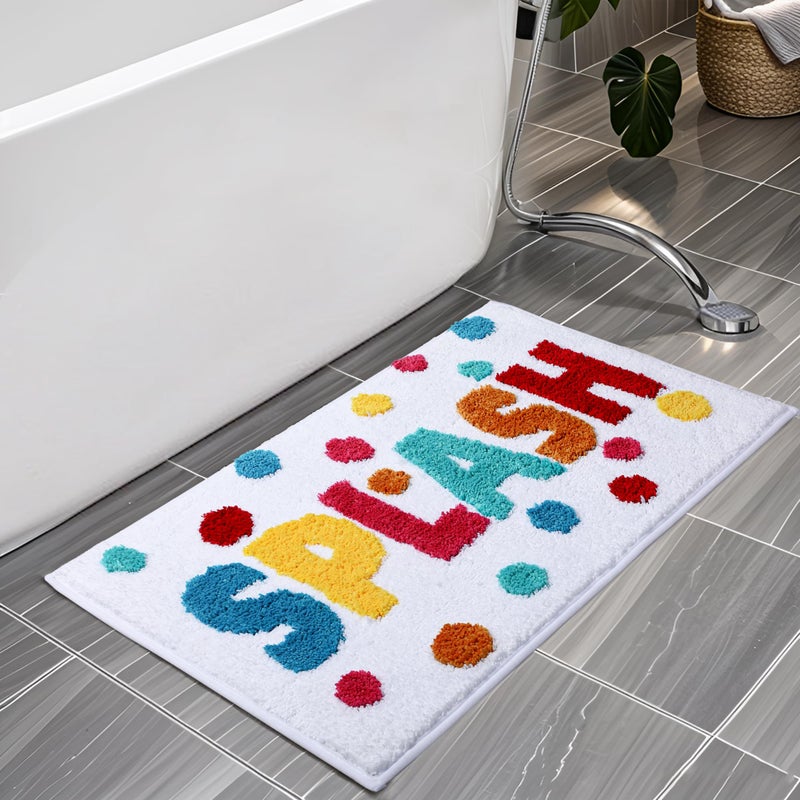 HAIWAOO Splash Bathroom Rugs 17x24,Soft, Absorbent and Non Slip Cute Bath Mat, Machine Washable with Colorful Letter Designs Bath Rugs for Bathroom, Tub, Shower or Sink,Home Decor Accessories - Image 1