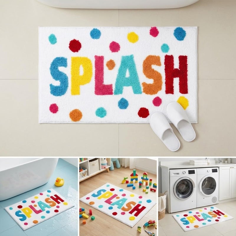 HAIWAOO Splash Bathroom Rugs 17x24,Soft, Absorbent and Non Slip Cute Bath Mat, Machine Washable with Colorful Letter Designs Bath Rugs for Bathroom, Tub, Shower or Sink,Home Decor Accessories - Image 5
