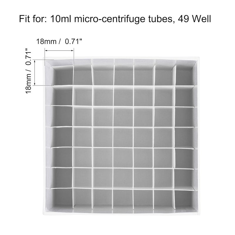 uxcell Centrifuge Tube Freezer Storage Box 49-Well Cardboard Holder White for 10ml 18mm Dia Micro Centrifuge Tubes - Image 3
