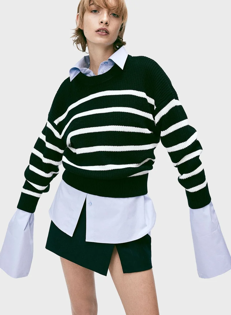 H&M Crew Neck Striped Sweater