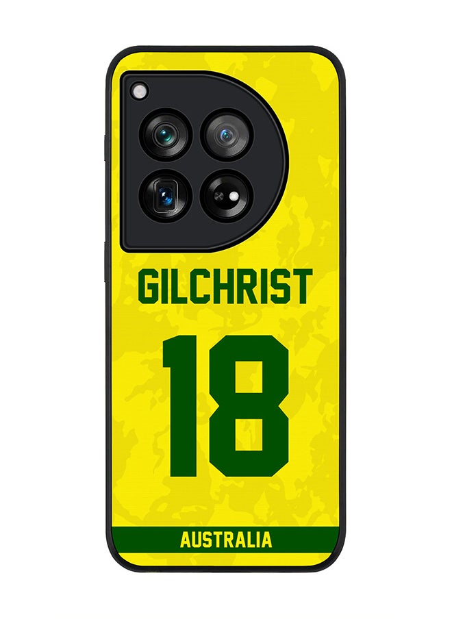Stylizedd - Rugged Black edge case for OnePlus 12R / OnePlus Ace 3 5G, Slim fit Flexible Anti Drop Thin Cover - Team Australia Adam Gilchrist, Jersey No 18 - Image 1