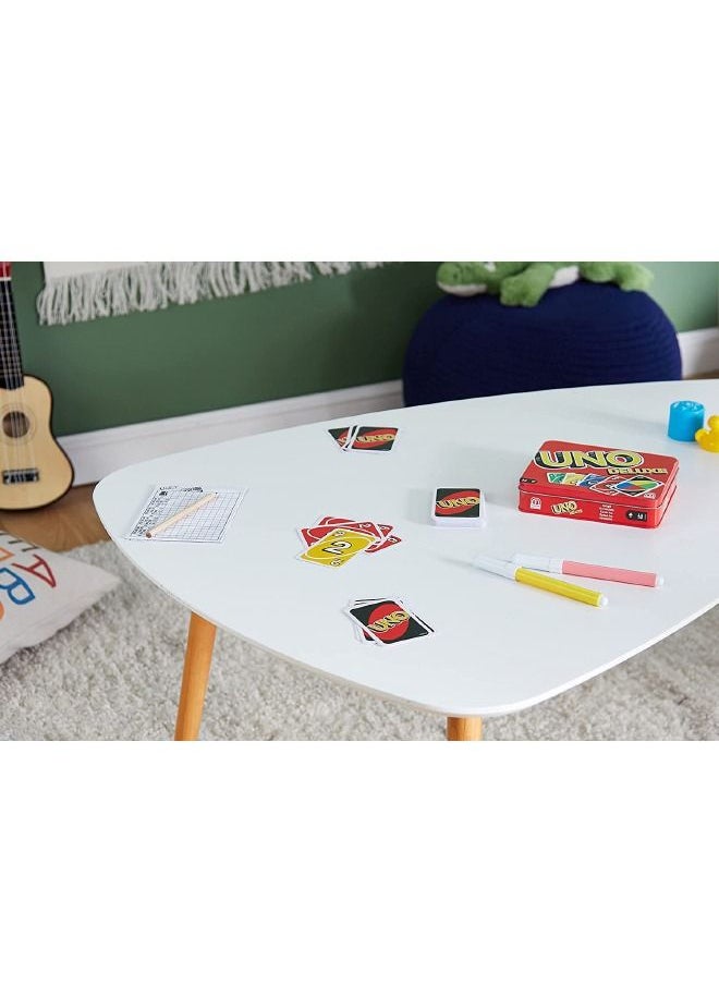 Deluxe - UNO Deluxe Card Game for with 108 Card Deck in Storage Iron Box, Kid Teen & Adult Game Night for 2 to 10 Players, Family Game for Camping and Travel  for 7 Year Olds and Up - Image 1
