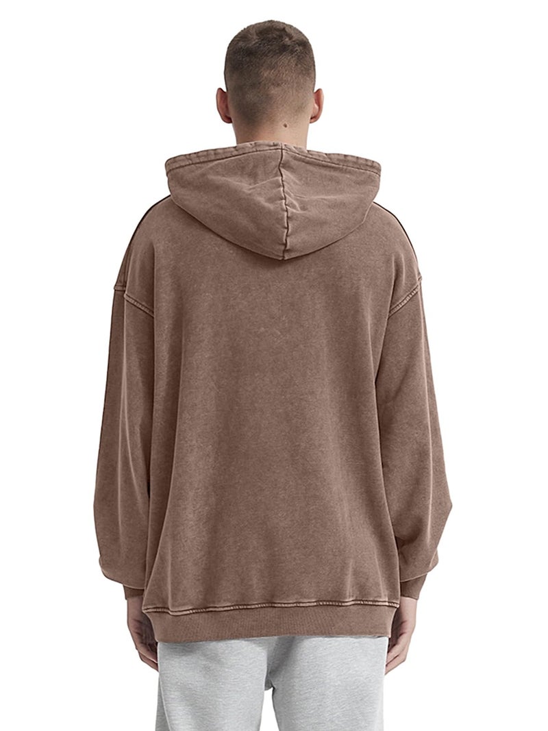KEEPSHOWING Mens Oversized Hoodies Vintage Hoodie Couples Pullover Acid Wash Hoodies for Men Streetwear Sweatshirts(Coffee(hooded) L) - Image 4