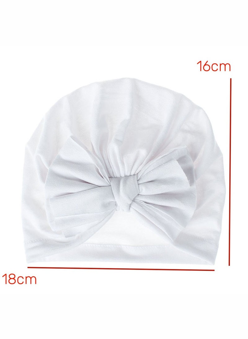 White baby bow turban hat beanie for toddler girls - Image 5