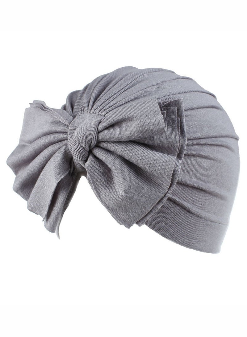 White baby bow turban hat beanie for toddler girls - Image 4