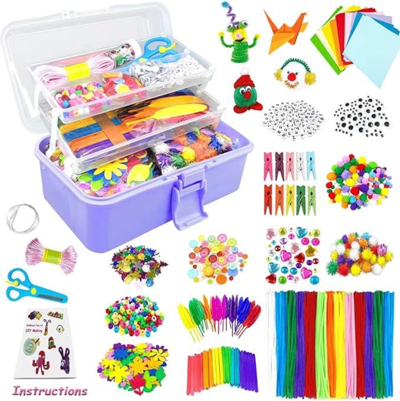 1400Pcs Children's Educational Toys DIY Handmade Hairball Top Material Pack Set (Purple Box) - Image 1