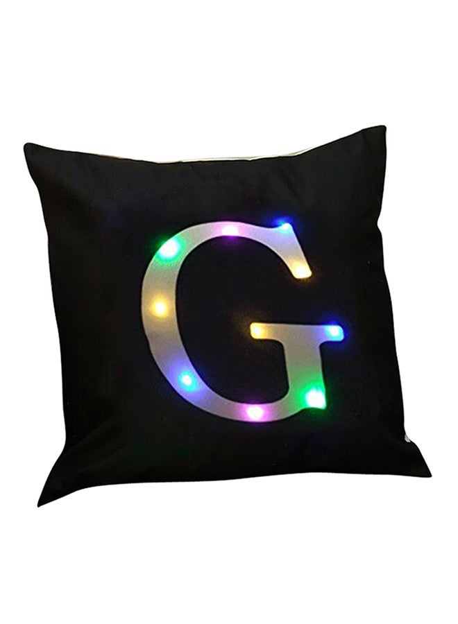 غطاء وسادة صغير للزينة بطبعة حرف مضئ بإضاءة LED أسود 45x45Ø³Ù†ØªÙŠÙ…ØªØ±