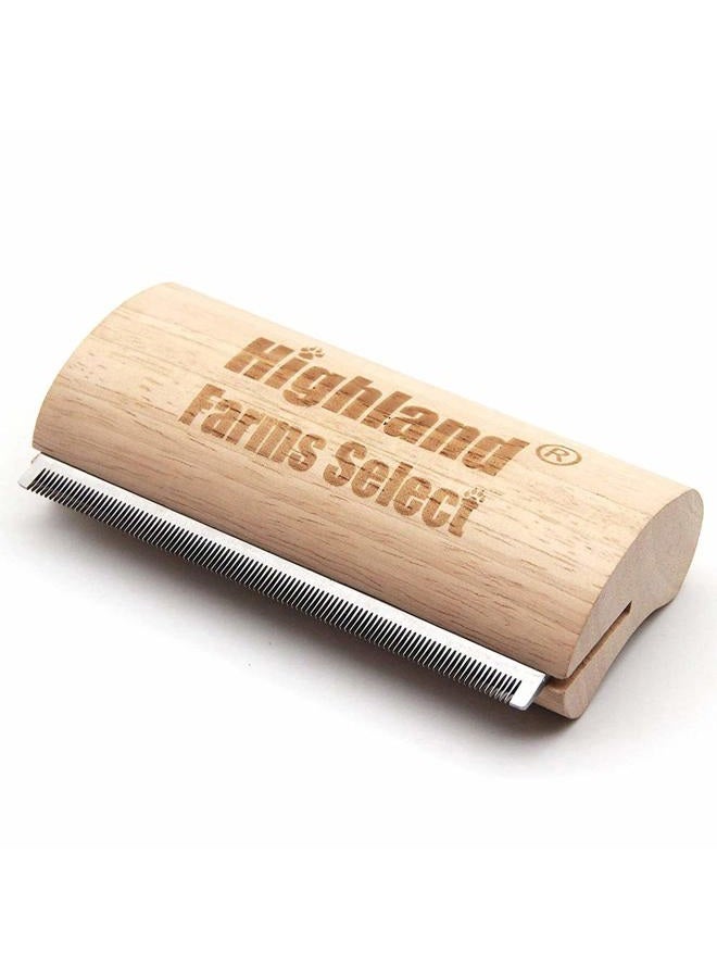 Highland Farms Select Deshedding Grooming Tool for Dogs, Cats & Horses, Ergonomic Design Wood Groom Brush, Professional Pet Groomer, Painlessly Remove for Short & Long Hair, Fur & Dirt - 5 Inches - Image 1