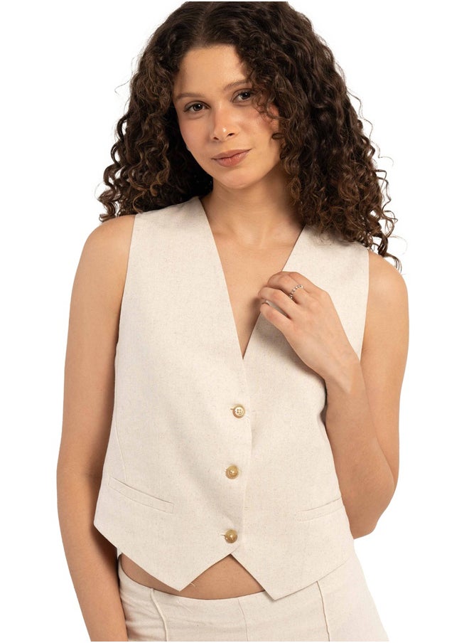 ASTK - Plain linen vest with back belt - Image 1